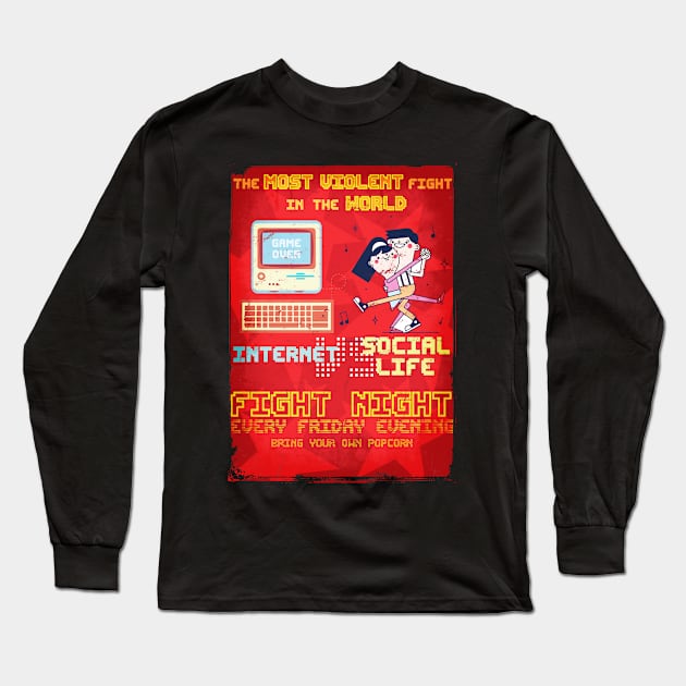 Fight night - Internet vs Social Life Long Sleeve T-Shirt by valsymot